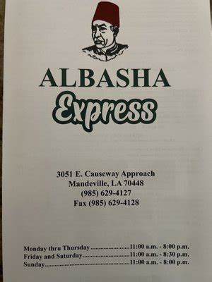 albasha express menu|albasha express mandeville la.